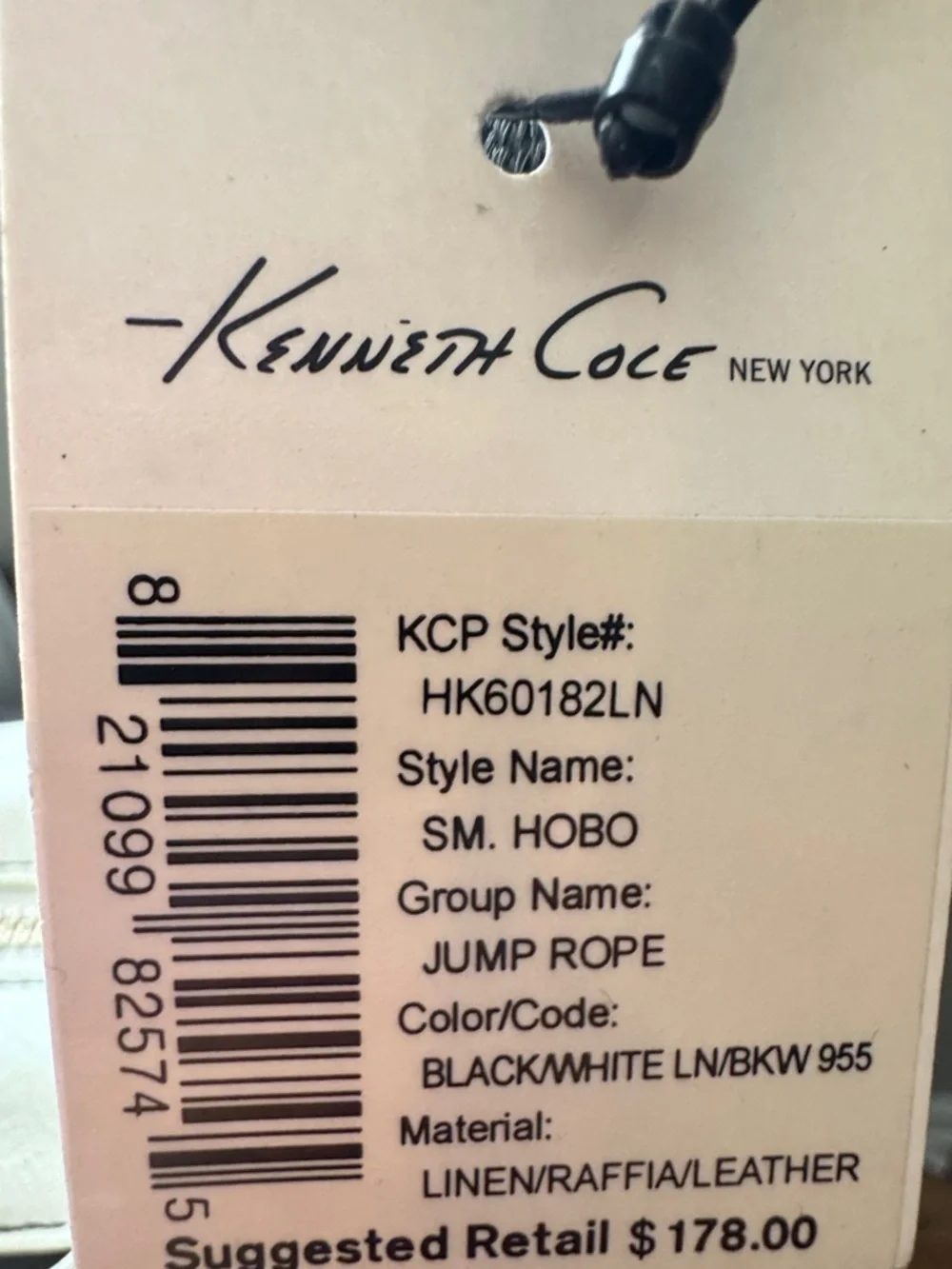 Kenneth Cole Rare Vintage Y2K Linen & Leather Jump Rope Studded Hobo Bag NWT NOS